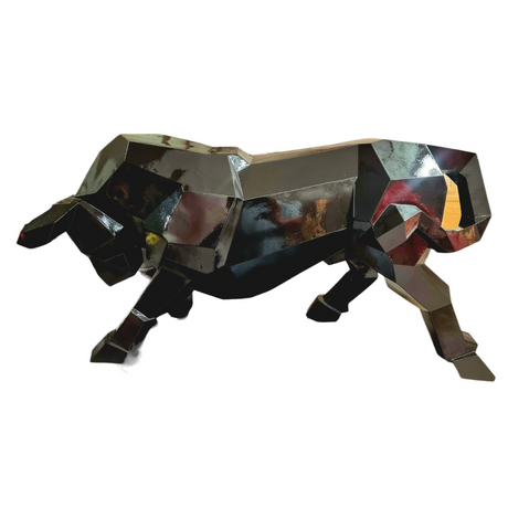 Statue Taureau Origami Animaux Resine - 100cm - Noir