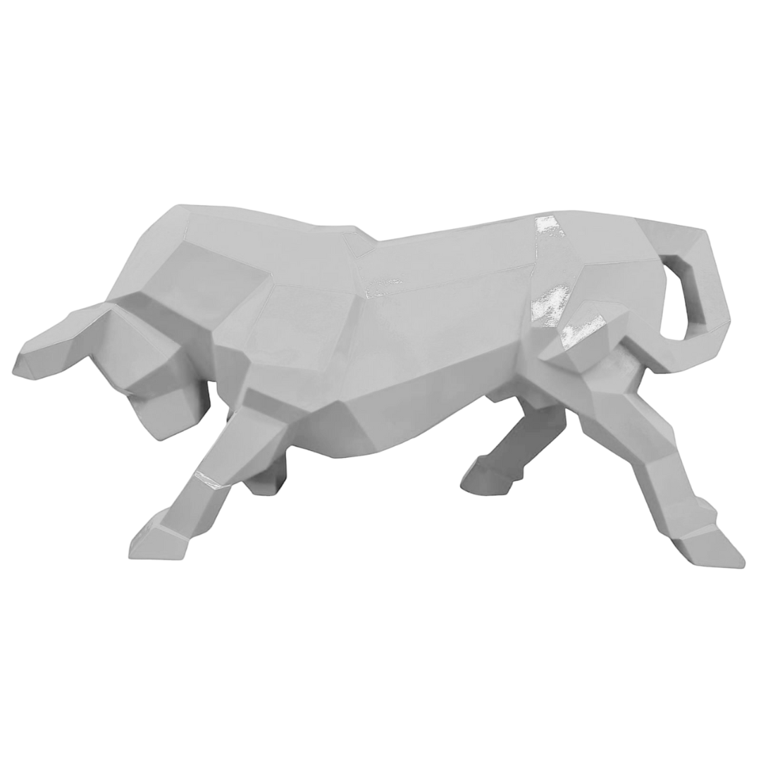 Statue Taureau Origami Animaux Resine - 100cm - Blanc