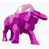 Statue Taureau Origami Animaux Resine - 100cm - Rose