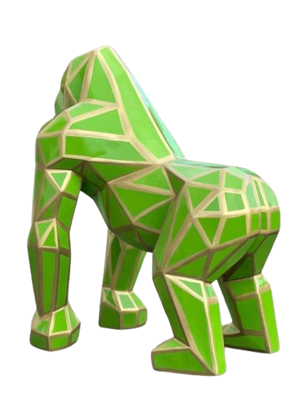 Gorille Origami Animaux Resine - 140cm - Géométrie Vert