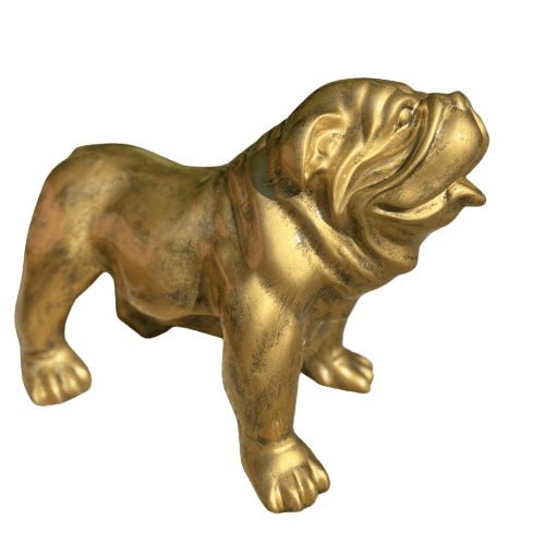 OFFRE DU MOMENT - Statue BULLDOG UK 30cm - Doré - ANIMAUX-RESINE.FR