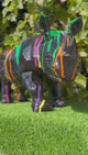 Statue Rhinoceros Origami Animaux Resine - 100cm - Multi Coulure Noir