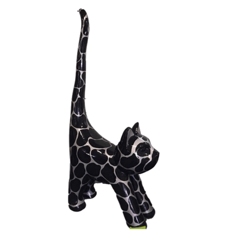 Statue Chat Animaux Resine - 205cm - Ecaille Argentée - ANIMAUX-RESINE.FR