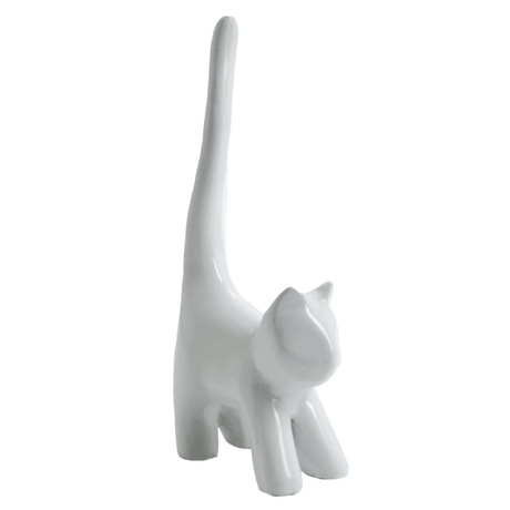 Statue Chat Animaux Resine - 30cm - Blanc - ANIMAUX-RESINE.FR