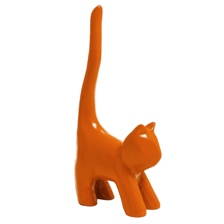 Statue Chat Animaux Resine - 30cm - Orange - ANIMAUX-RESINE.FR