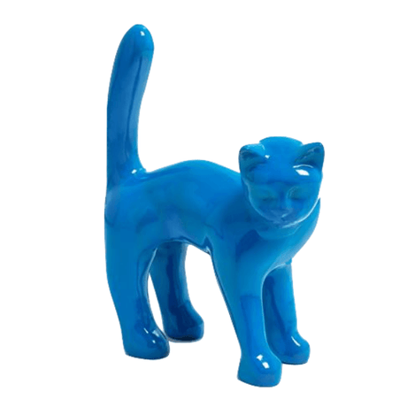 Statue Chat Animaux Resine - 35cm - Bleu - ANIMAUX-RESINE.FR