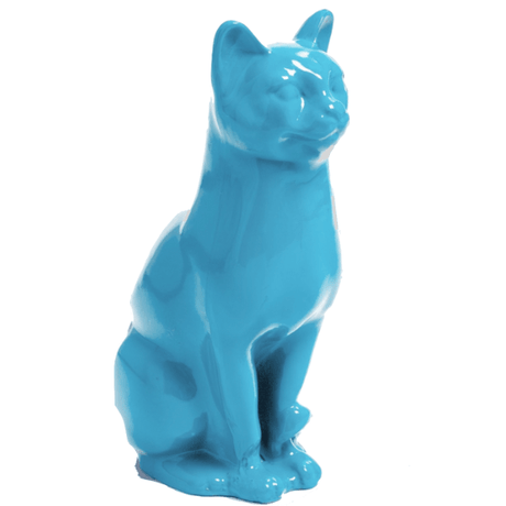 Statue Chat Animaux Resine - 40cm - Bleu Ciel - ANIMAUX-RESINE.FR