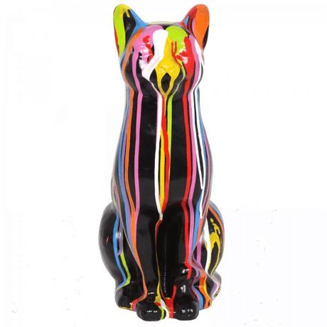 Statue Chat Animaux Resine - 40cm - Multi Coulure Noir - ANIMAUX-RESINE.FR