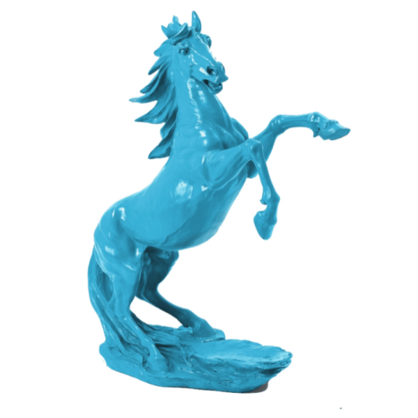 Statue Cheval Animaux Resine - 90cm - Bleu Ciel - ANIMAUX-RESINE.FR