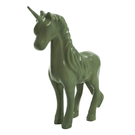 Statue Cheval Licorne Animaux Resine - 50cm - Vert Kaki - ANIMAUX-RESINE.FR