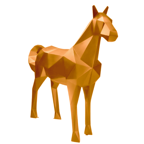 Statue Cheval Origami Animaux Resine - 210cm - Jaune - ANIMAUX-RESINE.FR