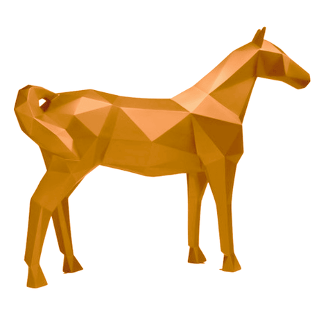 Statue Cheval Origami Animaux Resine - 210cm - Jaune - ANIMAUX-RESINE.FR