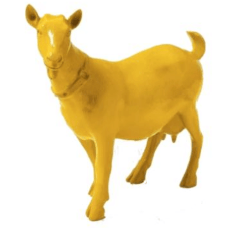 Statue Chevre Tete en Haut Animaux Resine - 60cm - Jaune - ANIMAUX-RESINE.FR