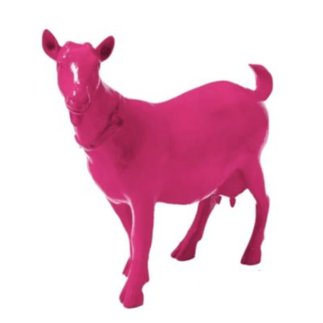 Statue Chevre Tete en Haut Animaux Resine - 60cm - Rose Fushia - ANIMAUX-RESINE.FR