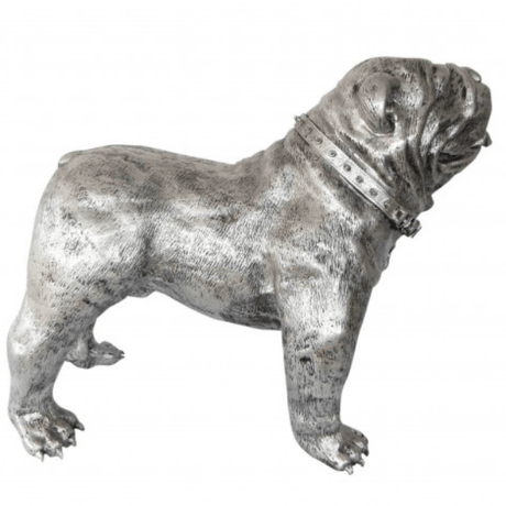 Statue Chien Bouledogue Anglais Animaux Resine - 30cm - Argenté - ANIMAUX-RESINE.FR