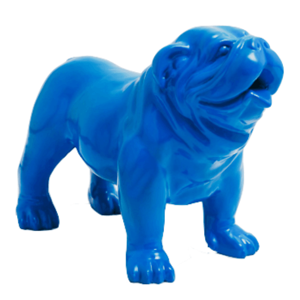 Statue Chien Bouledogue Anglais Animaux Resine - 30cm - Bleu Ciel - ANIMAUX-RESINE.FR