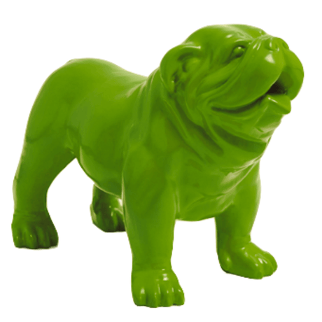 Statue Chien Bouledogue Anglais Animaux Resine - 30cm - Vert Pomme - ANIMAUX-RESINE.FR