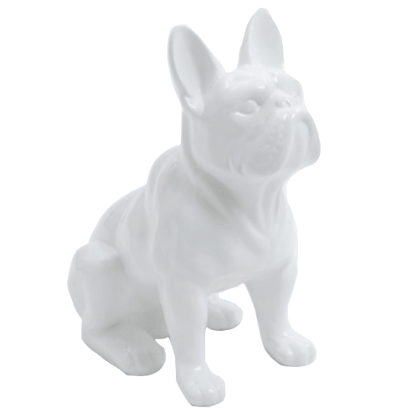 Statue Chien Bouledogue Francais Animaux Resine - 30cm - Blanc - ANIMAUX-RESINE.FR