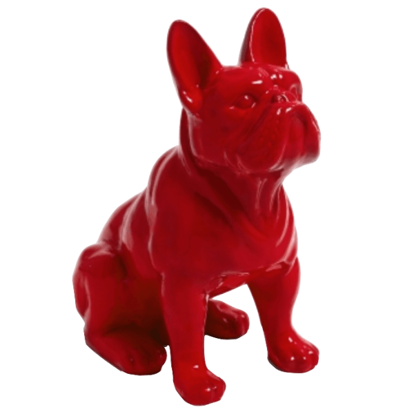 Statue Chien Bouledogue Francais Animaux Resine - 30cm - Rouge - ANIMAUX-RESINE.FR