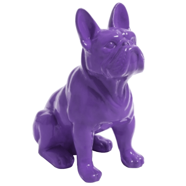 Statue Chien Bouledogue Francais Animaux Resine - 30cm - Violet - ANIMAUX-RESINE.FR