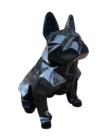 Statue Chien Bouledogue Francais Animaux Resine Origami - 35cm - Noir - ANIMAUX-RESINE.FR