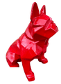 Statue Chien Bouledogue Francais Animaux Resine Origami - 35cm - Rouge - ANIMAUX-RESINE.FR