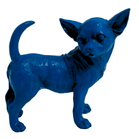 Statue Chien Chihuahua Animaux Resine - 30cm - Bleu Nuit - ANIMAUX-RESINE.FR