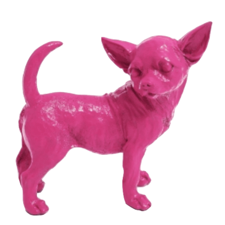 Statue Chien Chihuahua Animaux Resine - 30cm - Rose Fushia - ANIMAUX-RESINE.FR