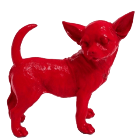 Statue Chien Chihuahua Animaux Resine - 30cm - Rouge - ANIMAUX-RESINE.FR