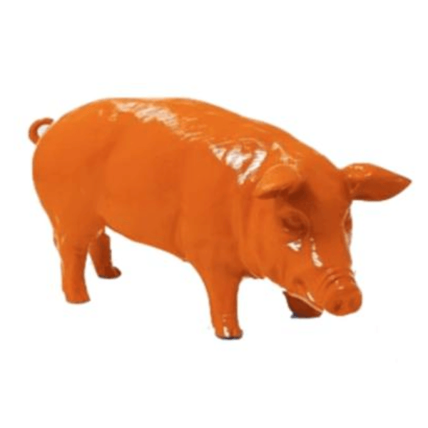 Statue Cochon Animaux Resine - 100cm - Orange - ANIMAUX-RESINE.FR