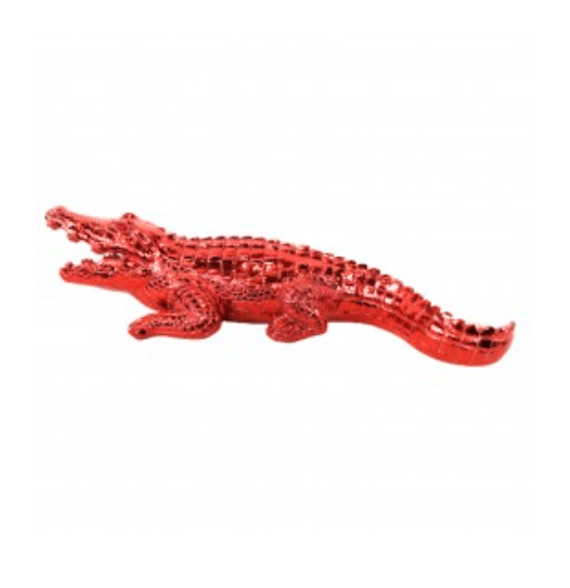 Statue Crocodile Animaux Resine - 30cm - Rouge - ANIMAUX-RESINE.FR