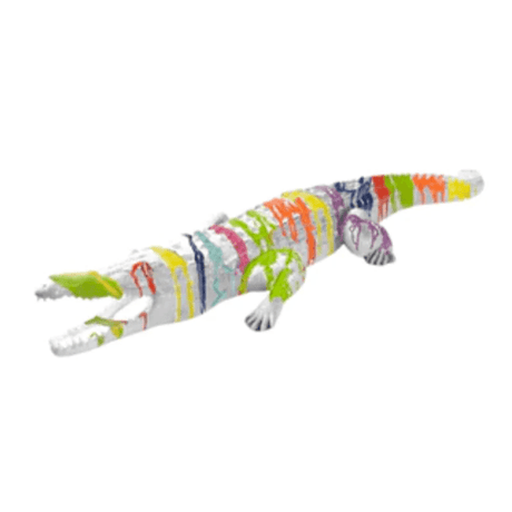 Statue Crocodile Animaux Resine - 320cm - Multi Coulure Blanc - ANIMAUX-RESINE.FR