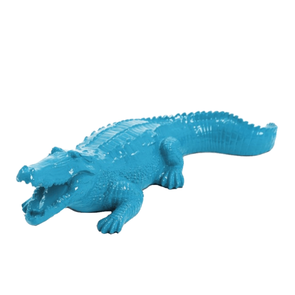 Statue Crocodile Animaux Resine - 40cm - Bleu Ciel - ANIMAUX-RESINE.FR