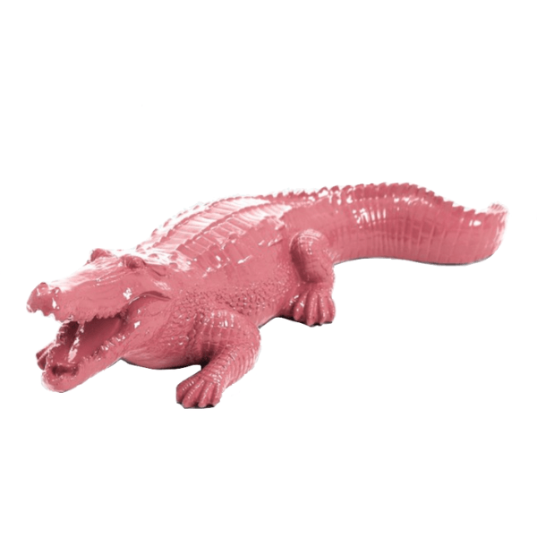 Statue Crocodile Animaux Resine - 40cm - Rose Clair - ANIMAUX-RESINE.FR