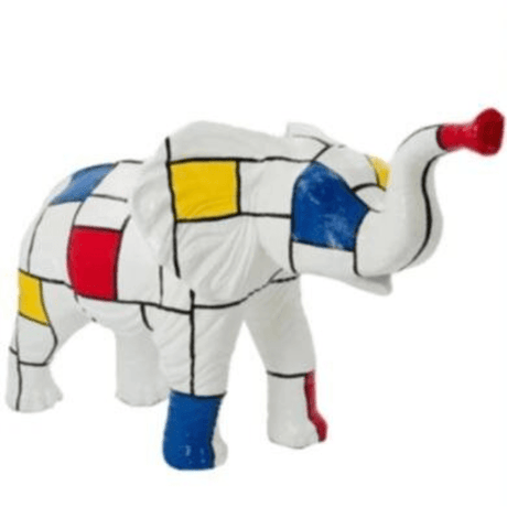 Statue Elephant Animaux Resine - 185cm - Mondrian - ANIMAUX-RESINE.FR