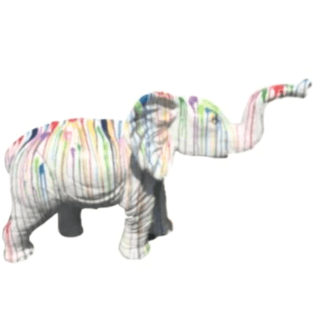 Statue Elephant Animaux Resine - 185cm - Multi Coulure Blanc - ANIMAUX-RESINE.FR