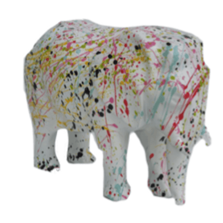 Statue Elephant Animaux Resine - 30cm - Graffiti Blanc - ANIMAUX-RESINE.FR