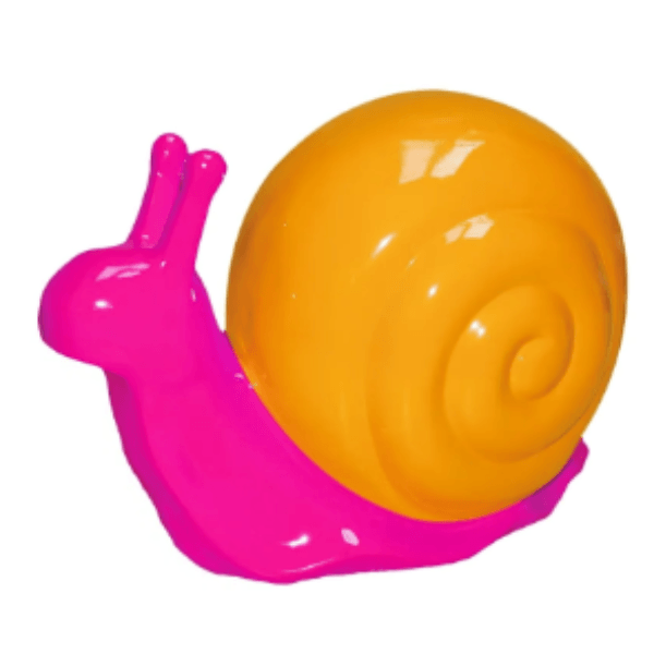 Statue Escargot Animaux Resine - 50cm - Rose Fushia & Jaune - ANIMAUX-RESINE.FR