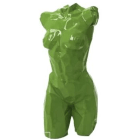 Statue Femme Buste Oeuvre Origami Resine - 85cm - Vert Pomme - ANIMAUX-RESINE.FR