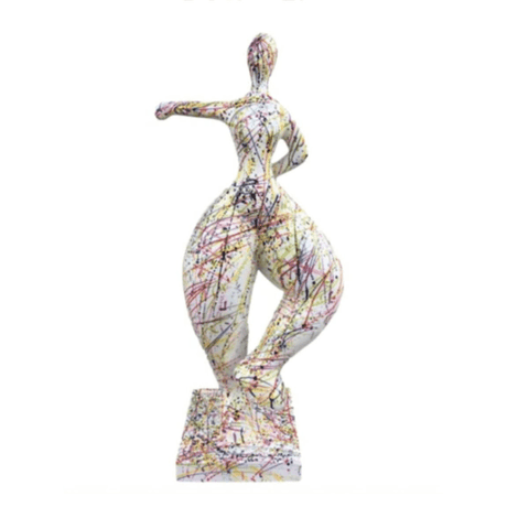 Statue Femme Nana Oeuvre Resine - 85cm - Graffiti Blanc - ANIMAUX-RESINE.FR