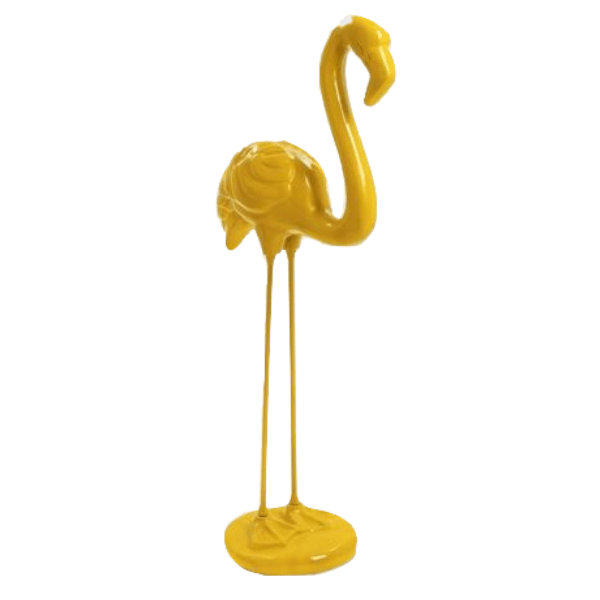 Statue Flamant Rose Animaux Resine - 110cm - Jaune - ANIMAUX-RESINE.FR