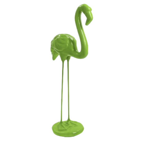 Statue Flamant Rose Animaux Resine - 110cm - Vert Pomme - ANIMAUX-RESINE.FR