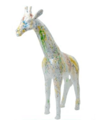 Statue Girafe Animaux Resine - 110cm - Graffiti Blanc - ANIMAUX-RESINE.FR