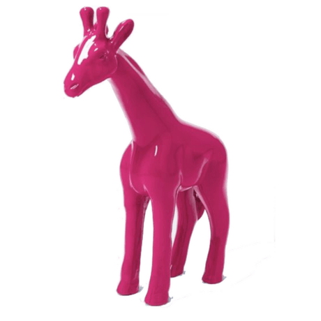 Statue Girafe Animaux Resine - 50cm - Rose Fushia - ANIMAUX-RESINE.FR