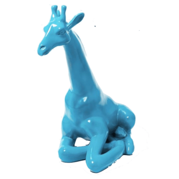 Statue Girafe Animaux Resine - 90cm - Bleu Ciel - ANIMAUX-RESINE.FR