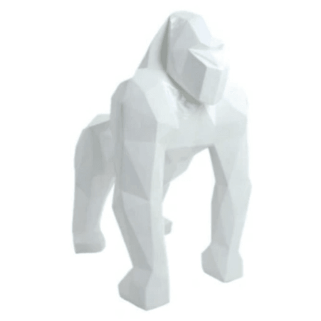 Statue Gorille Origami Animaux Resine - 40cm - Blanc - ANIMAUX-RESINE.FR