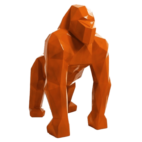 Statue Gorille Origami Animaux Resine - 40cm - Orange - ANIMAUX-RESINE.FR