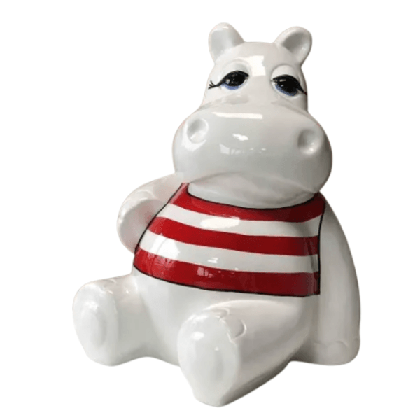 Statue Hippopotame Animaux Resine - 15cm - Marin Rouge - ANIMAUX-RESINE.FR