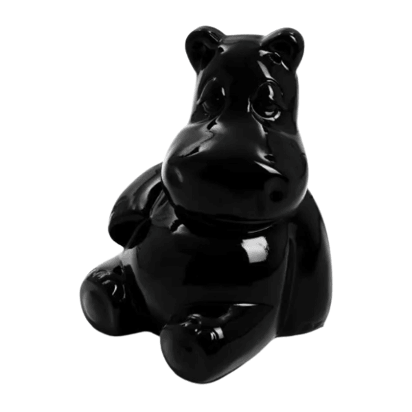 Statue Hippopotame Animaux Resine - 15cm - Noir - ANIMAUX-RESINE.FR