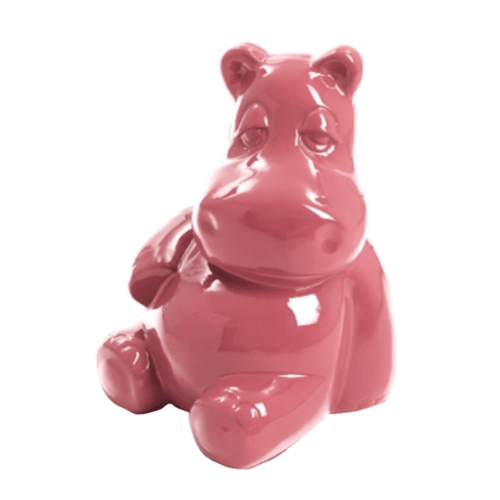 Statue Hippopotame Animaux Resine - 15cm - Rose Clair - ANIMAUX-RESINE.FR